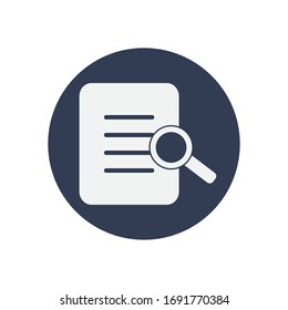 document page and magnifying glass icon over white background, block style, vector illustration