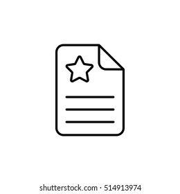 document page star congratulation card file note blank outline thin line black vector icon
