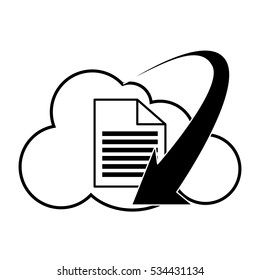 document pages with download arrow icon over white background. vector illustration