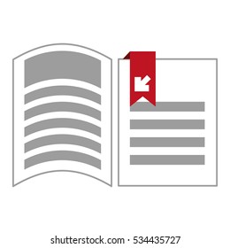 document pages with download arrow icon over white background. colorful desing. vector illustration