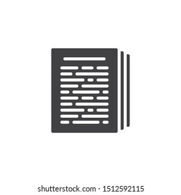 Document pages vector icon. filled flat sign for mobile concept and web design. File documents glyph icon. Symbol, logo illustration. Vector graphics