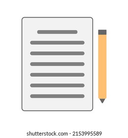Document paper and ballpoint pen in minimal cartoon style
