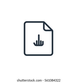 document, paper, blank, middle finger, fuck web thin line icon on white background;  minimalistic office