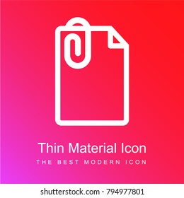 Document with paper clip red and pink gradient material white icon minimal design