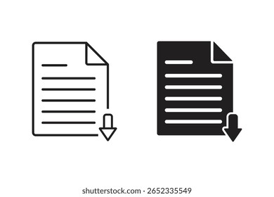 document paper with a down arrow icon vector