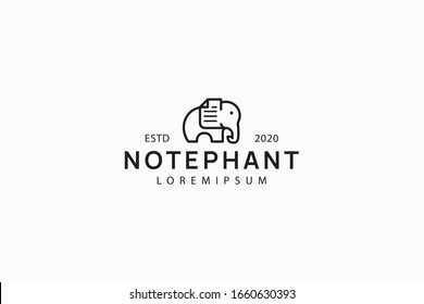 document paper and elephant, combine documents as elephant ears brand logo vector scooter line art icon template