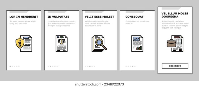 document paper file business page onboarding mobile vector. contract web, note office, form copy, message pen, agreement blank, internet write document paper file business page Illustration