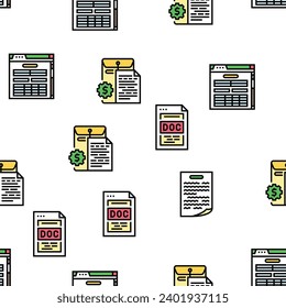 archivo de papel de documento página de negocios vector de patrón transparente ilustración de línea delgada