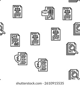 document paper file business page vector seamless pattern thin line illustration