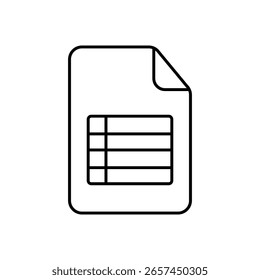 Icono de línea de informe de archivo de documento