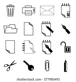 Document paper folder documentation organizing icon flat set isolated vector illustration