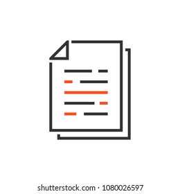 Document paper icon in flat style. Terms sheet illustration on white isolated background. Document analytics business concept.