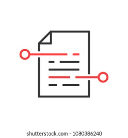 Document paper icon in flat style. Terms sheet illustration on white isolated background. Document analytics business concept.