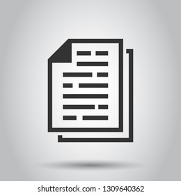 Document paper icon in flat style. Terms sheet illustration on white background. Document analytics business concept.