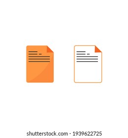 Document or paper icon. mobile application template, element design and website. vector illustration isolated on white background
