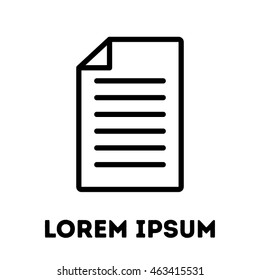 Document or paper icon. Modern line art design. For logo, web sites, brochures, apps and others. Vector illustration on a white background. 