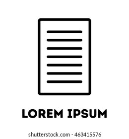 Document or paper icon. Modern line art design. For logo, web sites, brochures, apps and others. Vector illustration on a white background. 