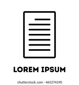 Document or paper icon. Modern line art design. For logo, web sites, brochures, apps and others. Vector illustration on a white background. 