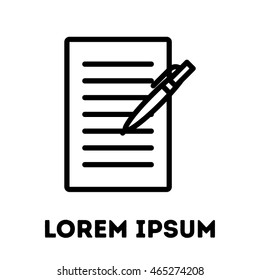 Document or paper icon. Modern line art design. For logo, web sites, brochures, apps and others. Vector illustration on a white background. 