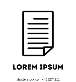 Document or paper icon. Modern line art design. For logo, web sites, brochures, apps and others. Vector illustration on a white background. 
