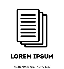 Document or paper icon. Modern line art design. For logo, web sites, brochures, apps and others. Vector illustration on a white background. 