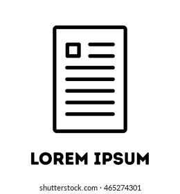 Document or paper icon. Modern line art design. For logo, web sites, brochures, apps and others. Vector illustration on a white background. 