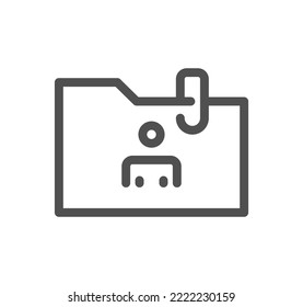 Esquema del icono de documento y papel y vector lineal.
