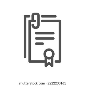 Esquema del icono de documento y papel y vector lineal.