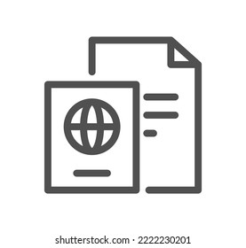 Document and paper icon outline and linear vector.