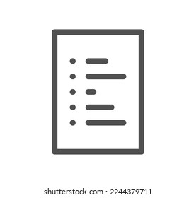 Esquema del icono de documento y papel y vector lineal.