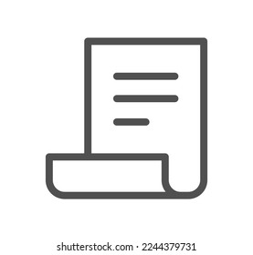Esquema del icono de documento y papel y vector lineal.