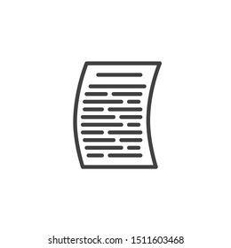 Document paper line icon. linear style sign for mobile concept and web design. Document page outline vector icon. Symbol, logo illustration. Vector graphics