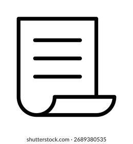 Icono de línea de papel de documento Símbolo mínimo de archivo y papel para conceptos de oficina, negocios y productividad
