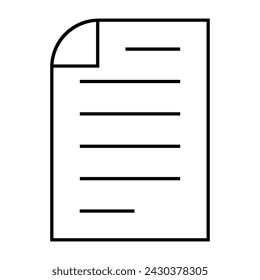 Document paper line icon. Sheet of paper for business. File symbol. Vector isolated on white background.