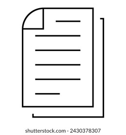 Document paper line icon. Sheet of paper for business. File symbol. Vector isolated on white background.