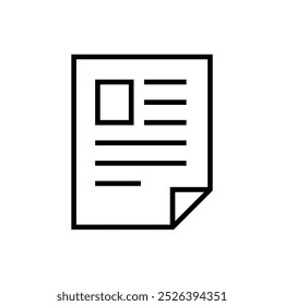 Ícone de linha de papel do documento para Web e aplicativos