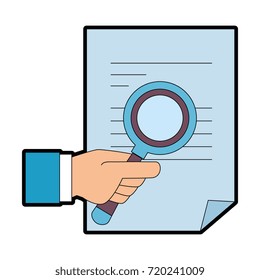 document paper with magnifying glass