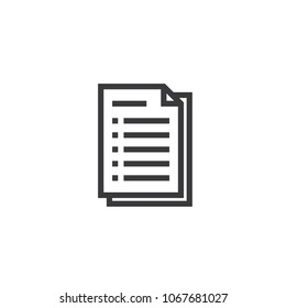 Document paper outline icon. isolated note paper icon in thin line style for graphic and web design. Simple flat symbol Pixel Perfect vector Illustration.
