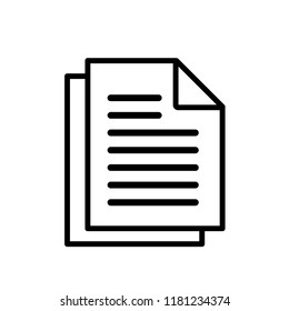 Document, paper outline icon isolated on white background