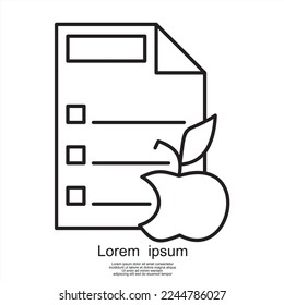 Icono de esquema del documento. icono de papel de nota aislada para diseño gráfico y web. Símbolo plano simple 