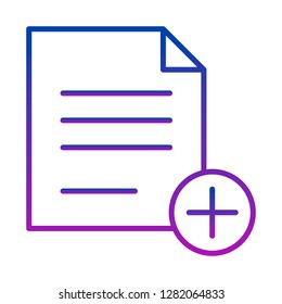 Document paper sheet icon. Isolated gradient stroke. Sign of business page with text on it. Contract or file.