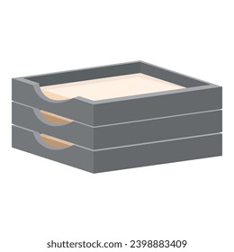 Document paper tray icon cartoon vector. Stand desktop. Stack basket card
