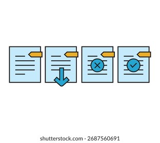 document and paper with ui icons set