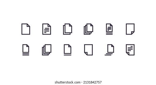 Document and paper variety simple app icons flat vector illustration.