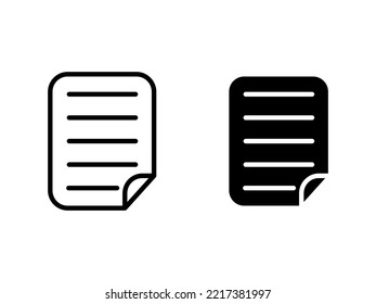 Document and paper vector icon. Isolated illustration for graphic and web design
