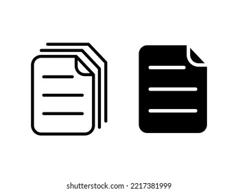 Document and paper vector icon. Isolated illustration for graphic and web design