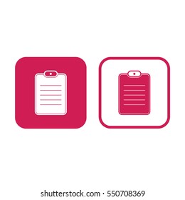Document paper vector icon. Notes illustration. Pink and white