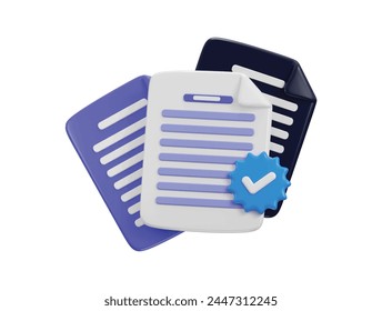 document paper verified icon 3d render