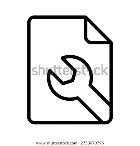 Document or paper with wrench icon, representing technical documentation or support, line art