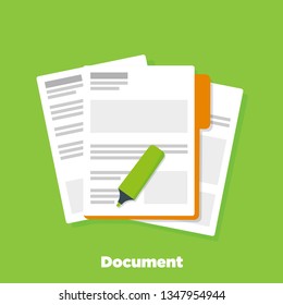 Document papers or data flat icon